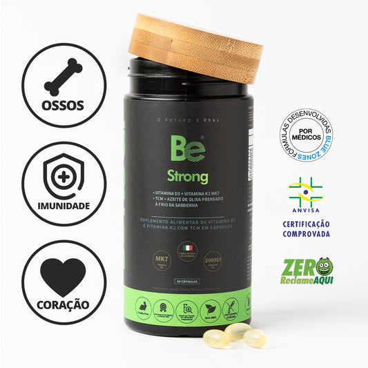 Ossos & Imunidade | Vitamina D3 2000UI + Vitamina K2 MK-7 + Azeite de Oliva | Be Strong – 60 caps